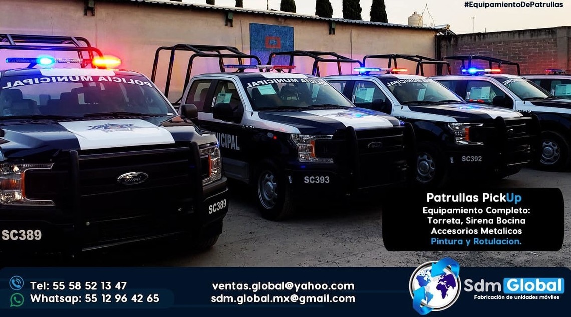 VENTA EQUIPO PARAPATRULLAS fabricacion fabricante conversion equipamiento de todo tipo de patrullas ambulancias unidades moviles medicas especiales gruas de plataforma rescate, salvamento, camiones de basura, recolectores, compactadores, fabrica provedores de equipo accesorios luces para ambulancias patrullas sdm global mexico 