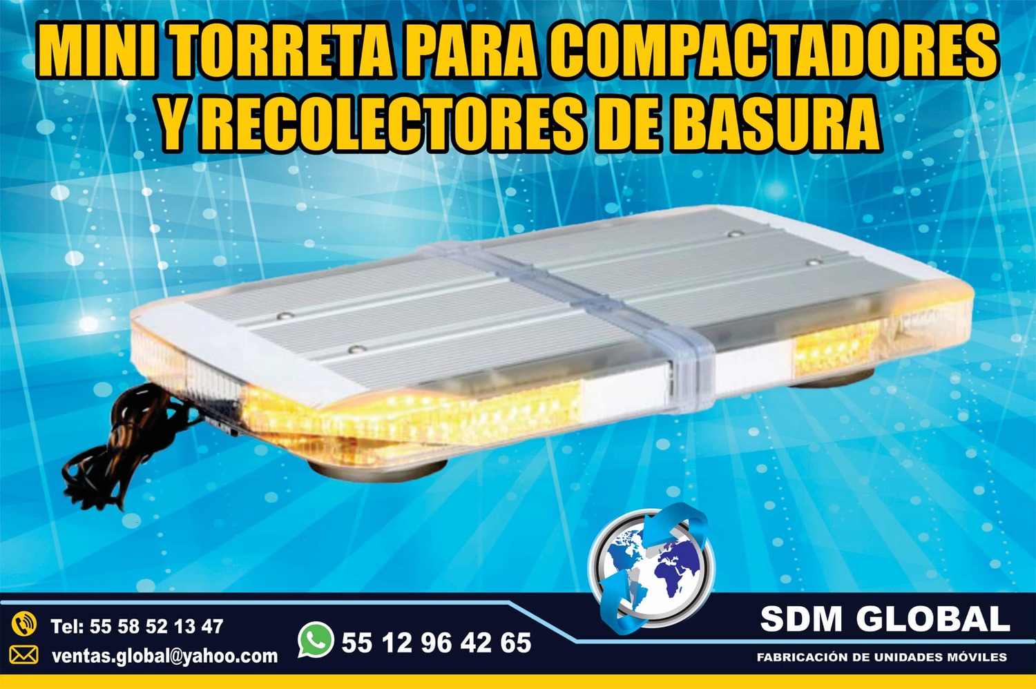 Venta de Mini Torreta color ambar auxiliar para compactadores recolectores de basura<br>