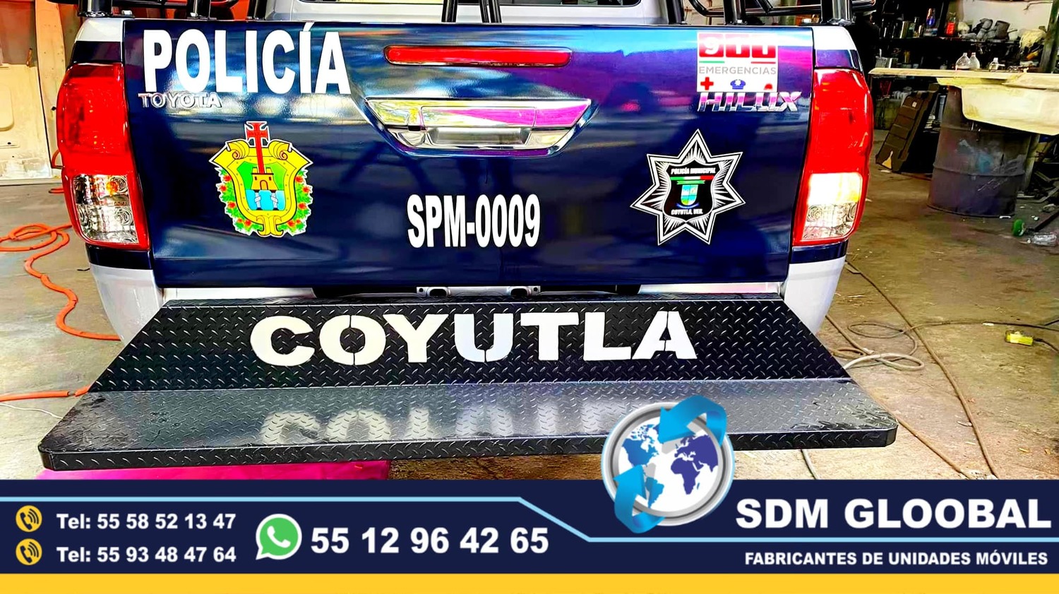 Personalizacion con corte de laser en equipo y accesorios metalicos para patrullas ambulancias
