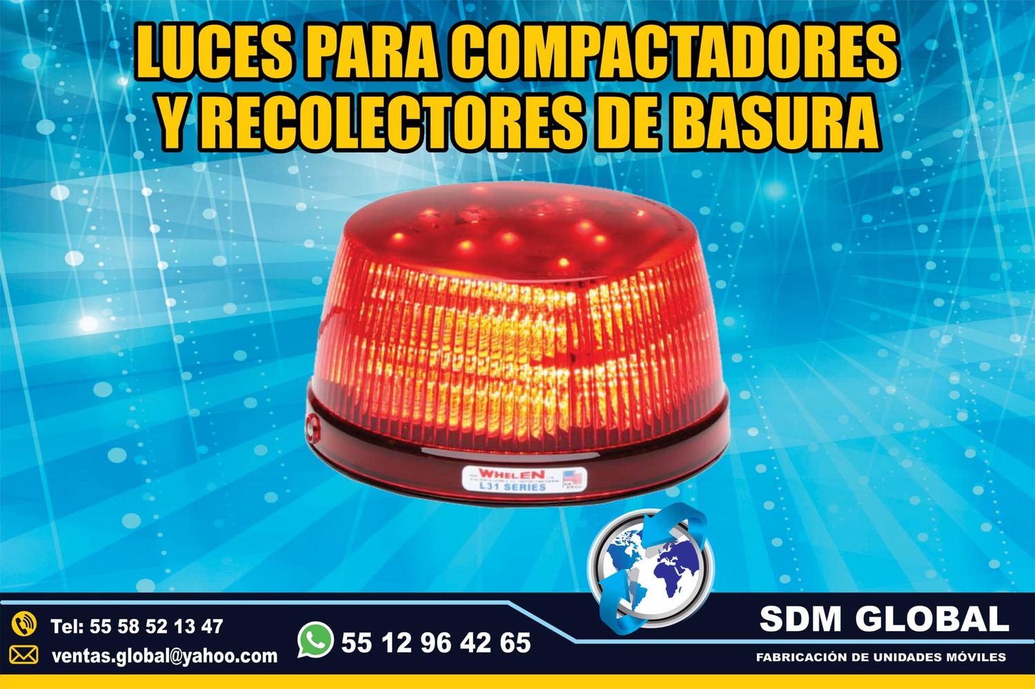 Venta de Mini Torreta color ambar auxiliar para compactadores recolectores de basura <br>