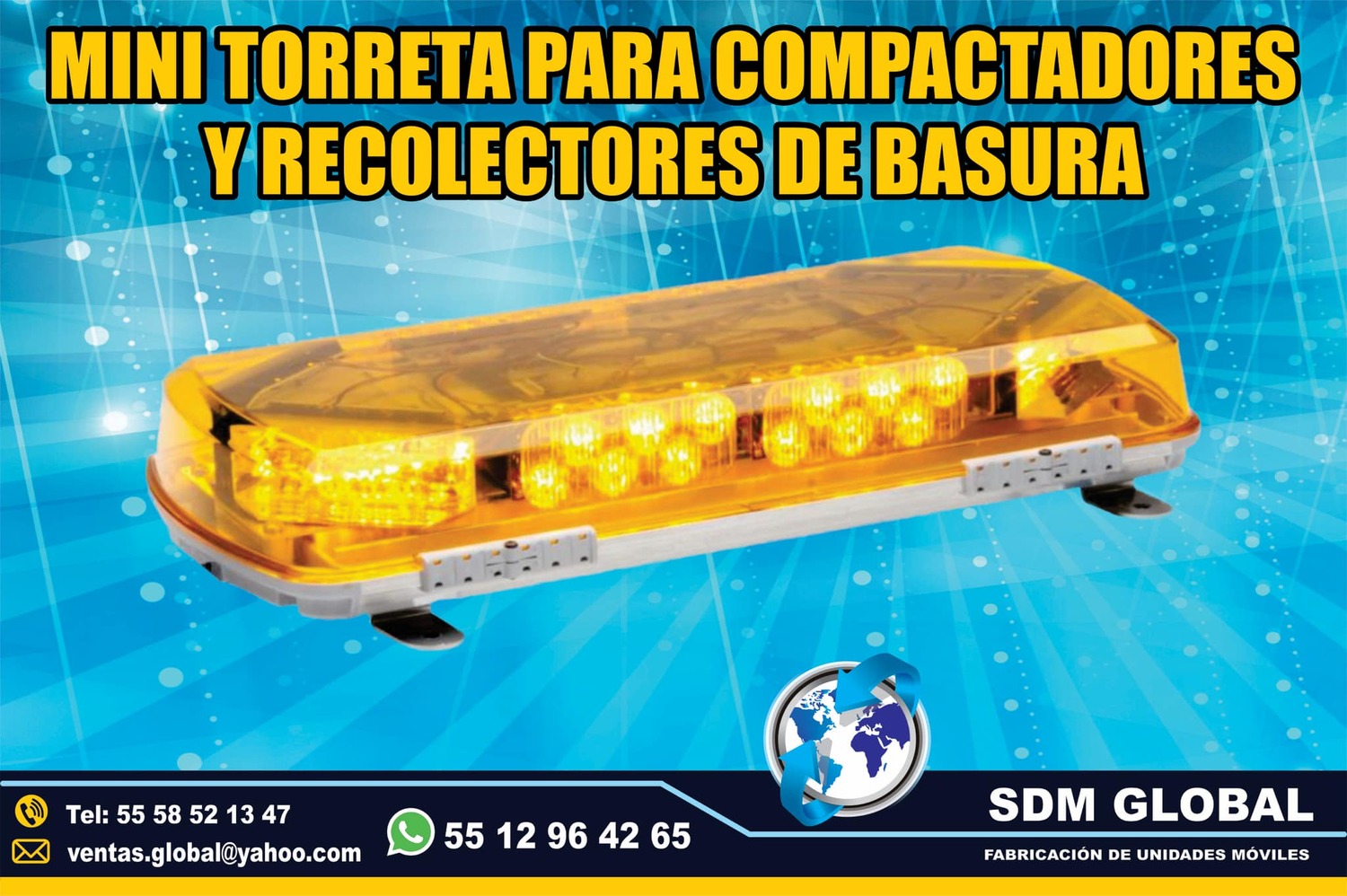 Venta de Mini Torreta color ambar auxiliar para compactadores recolectores de basura<br>