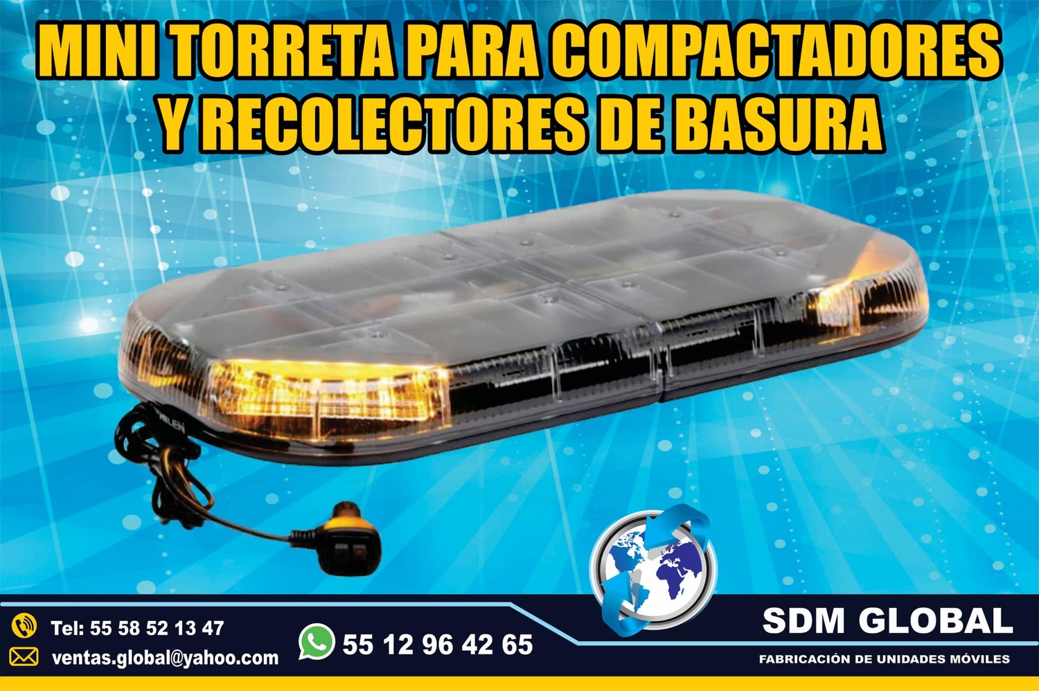 Venta de Mini Torreta color ambar auxiliar para compactadores recolectores de basura<br>